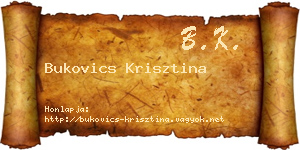Bukovics Krisztina névjegykártya